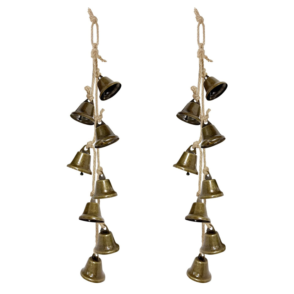 Jremreo witch bells on a door knob add vintage charm and a welcoming atmosphere.