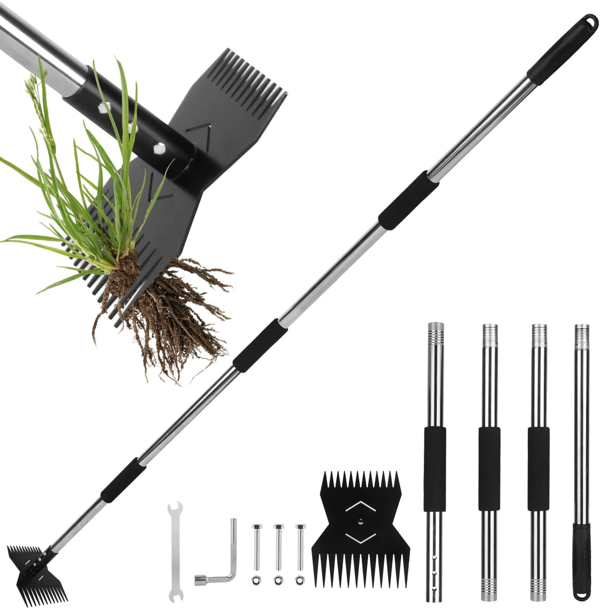 JRKJQBV garden weed tool dual-head design enables efficient weed removal