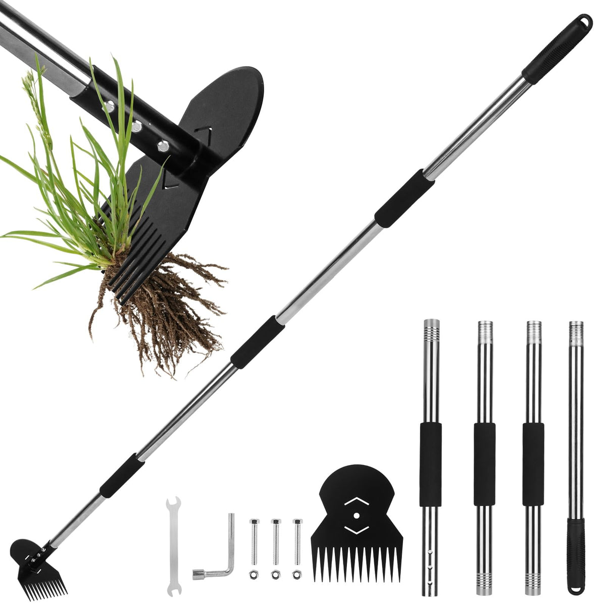 JRKJQBV garden weed tool with long handle for back-friendly weeding in the garden