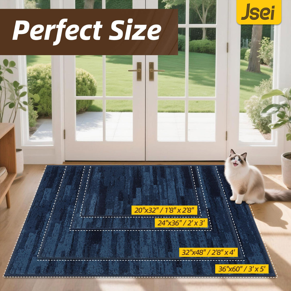 JSEI Dirt Trapper mat close up shows absorbent fibers wiping paws and wet shoes