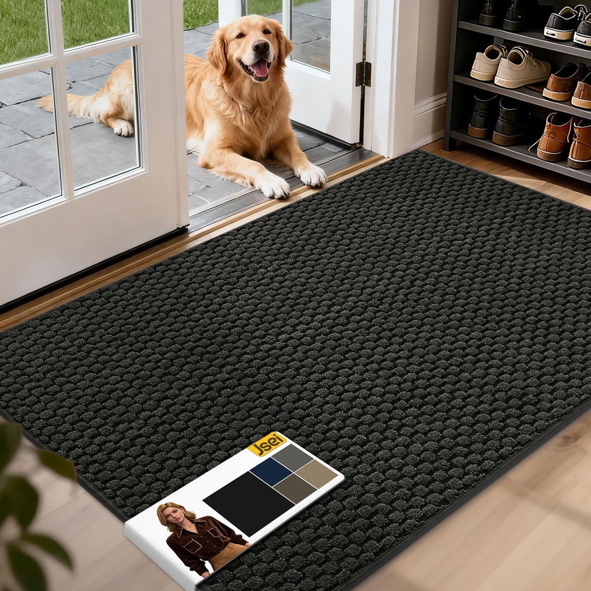 JSEI Dirt Trapper Door Mat front view shows large 32x48 size for wide entryways.