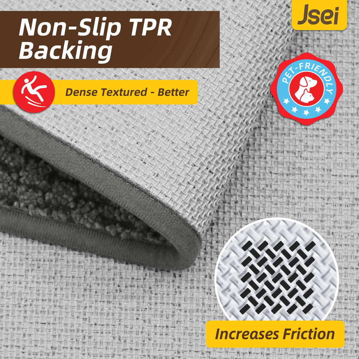 JSEI Dirt Trapper mat non-slip backing on dry indoor floor.