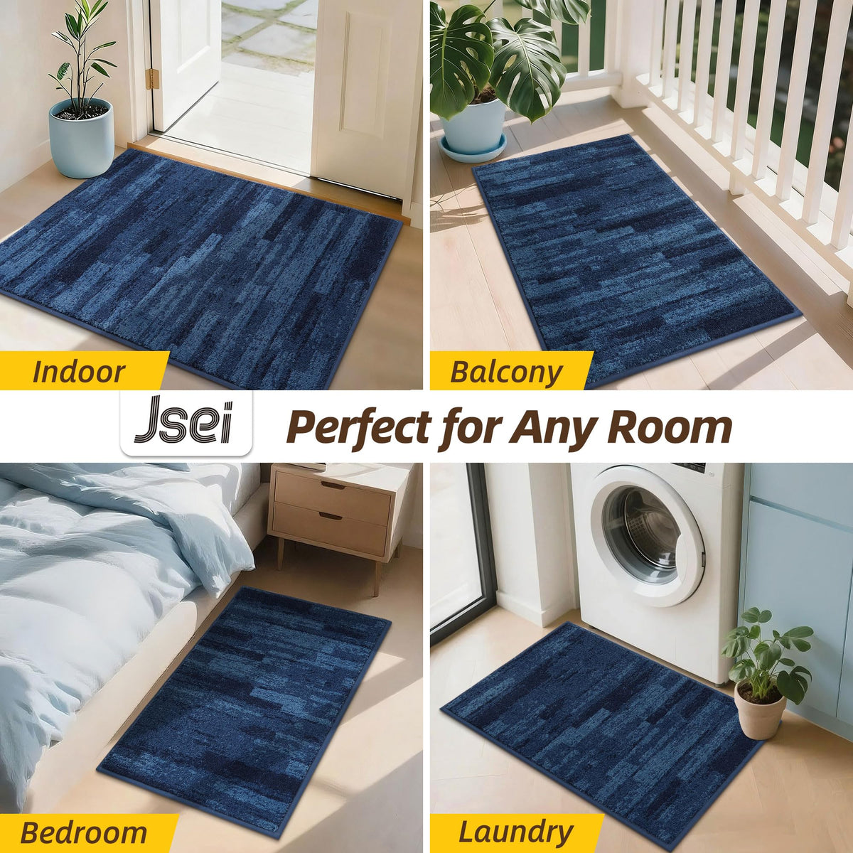 JSEI Dirt Trapper mat non slip backing keeps it in place on dry floors