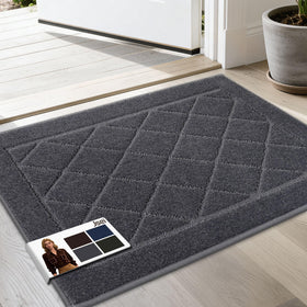 JSEI Dirt Trapper Door Mat front view in dark grey traps dirt effectively for clean entryways.