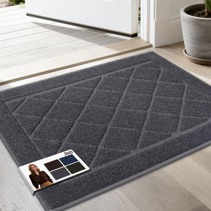 JSEI Dirt Trapper Door Mat front view in dark grey traps dirt effectively for clean entryways.