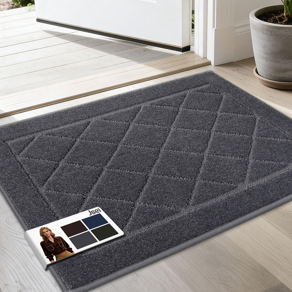 JSEI Dirt Trapper Door Mat front view in dark grey traps dirt effectively for clean entryways.