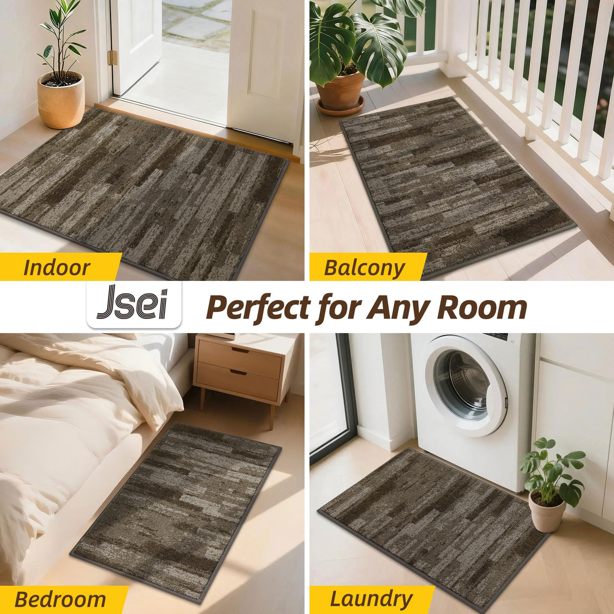 Low-profile edge of the JSEI Dirt Trapper mat in brown, prevents tripping