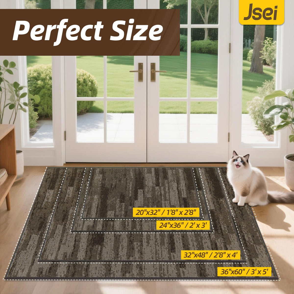 Non-slip backing of the JSEI Dirt Trapper door mat secured on a dry floor