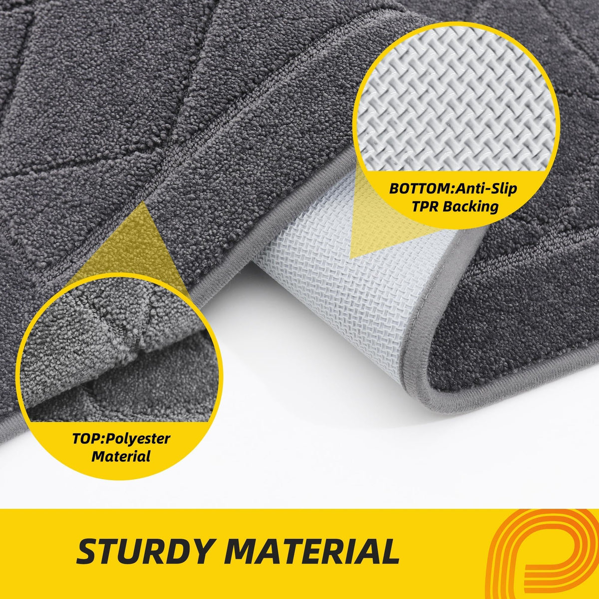 Non-slip backing on a dry floor keeps the JSEI mat in place during daily traffic.