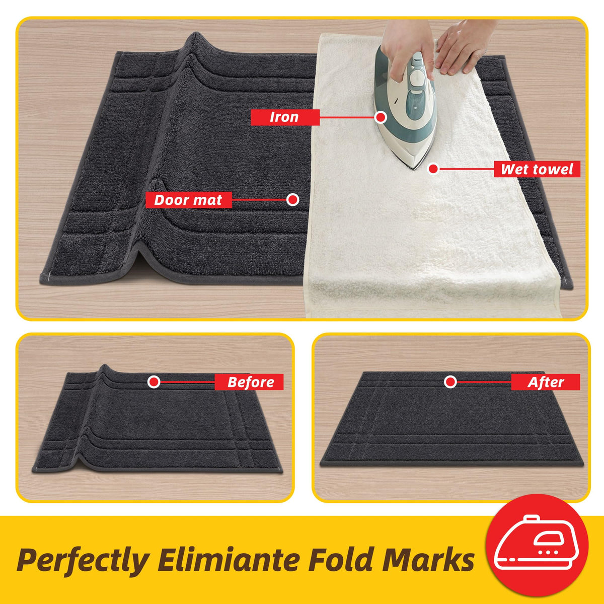 JSEI Entryway Rugs dark-grey color hides dirt between cleanings.