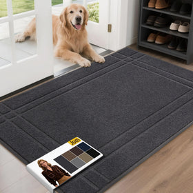JSEI Entryway Rugs with dirt-scrape texture reduces tracked dirt at the doorway.