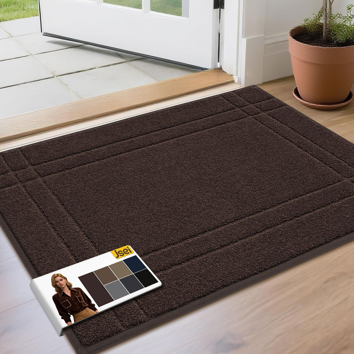 JSEI Entryway Rugs Doormat front door dirt and moisture trap