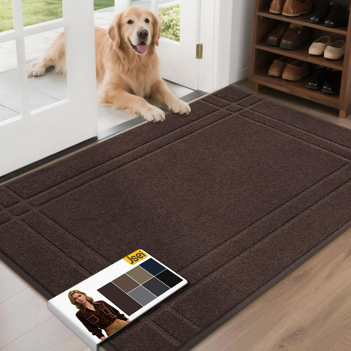 JSEI Entryway Rugs Doormat front door dirt-scraping fibers help keep entryways clean.