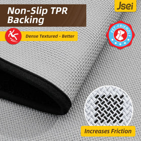 JSEI low-profile edge prevents door jams while staying flat.
