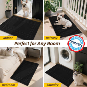 JSEI machine-washable doormat for easy cold-cycle cleaning.