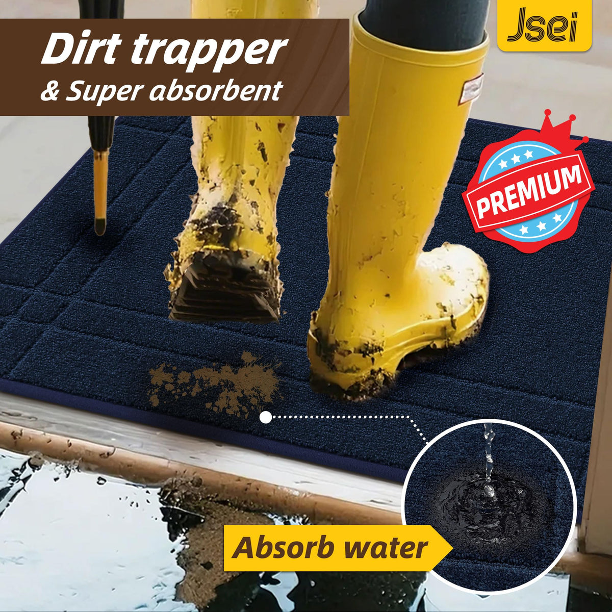 JSEI entryway rugs doormat non-slip backing stays put on dry floors
