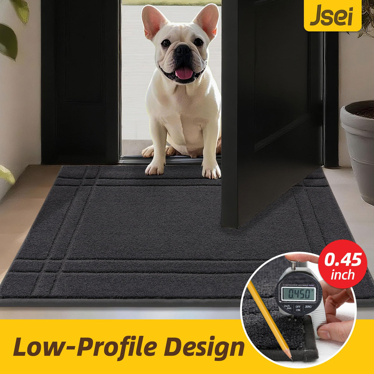 JSEI Entryway Rugs stain-resistant polyester preserves color after washing.
