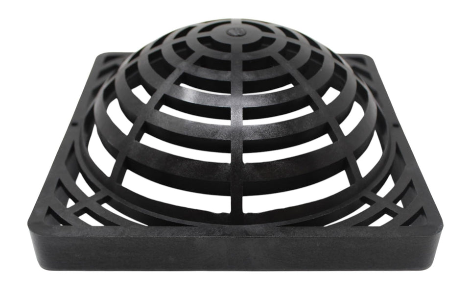 JSP Manufacturing 9-inch square dome atrium grate cover top view protects drainage from debris