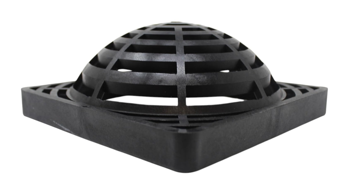 JSP Manufacturing green 9-inch square dome atrium grate cover top view blends with landscape