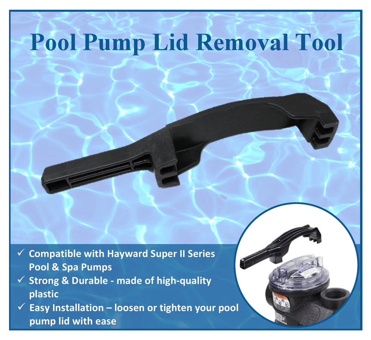 Durable plastic pool pump lid wrench by JSP for easy lid adjustment