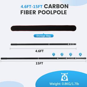 JSPJSP telescopic pool pole four-piece set spans 4.5 to 15 feet.