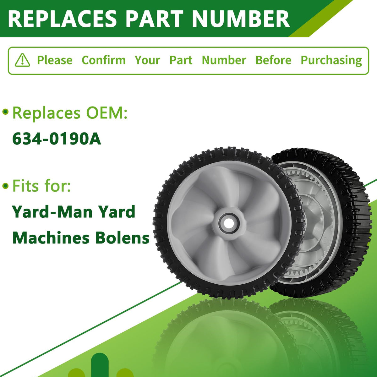 JSXDNWYJ 8in front-drive wheel for Craftsman units delivers steady front propulsion.