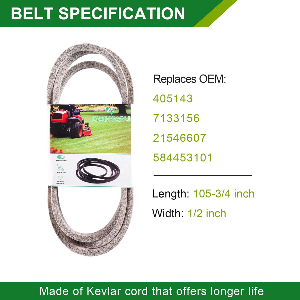JSXDNWYJ belt 532405143 for reliable mowing.