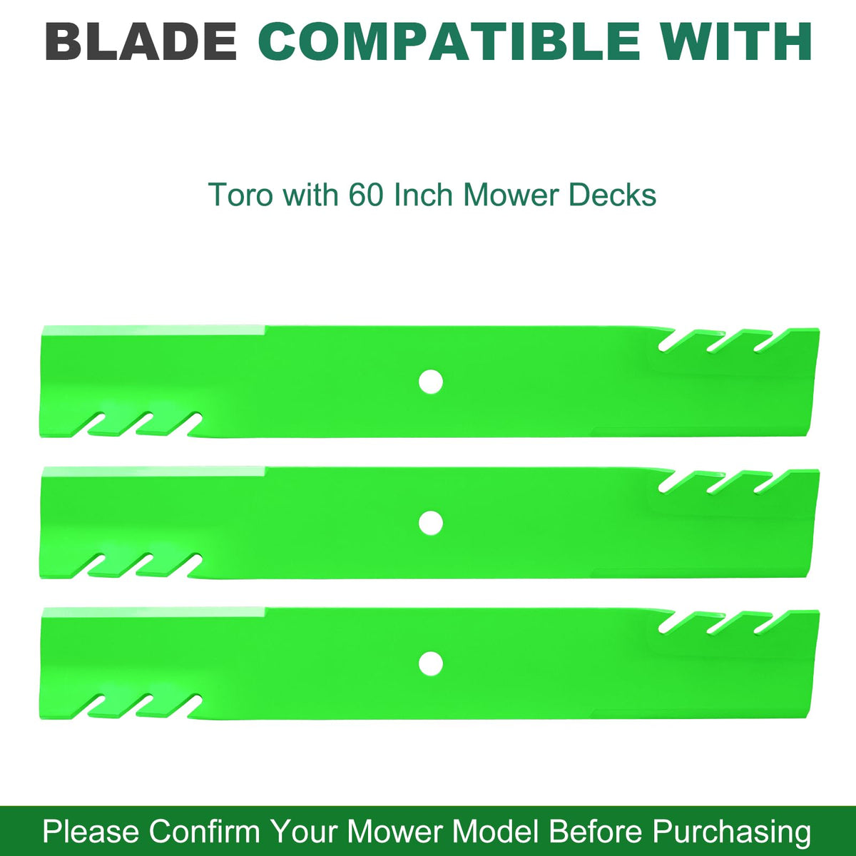 Exmark Lazer Z compatible JSXDNWYJ mulching blades pack on display
