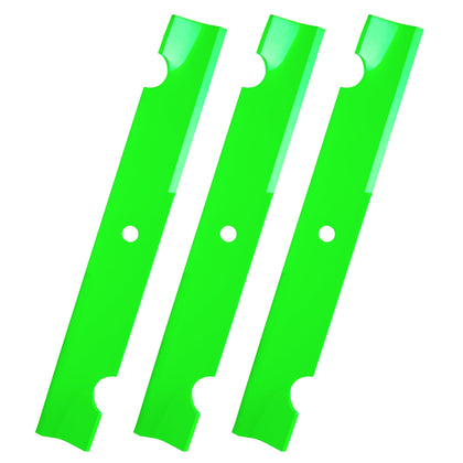 JSXDNWYJ high lift mower blades front view, 3-pack for quick replacement