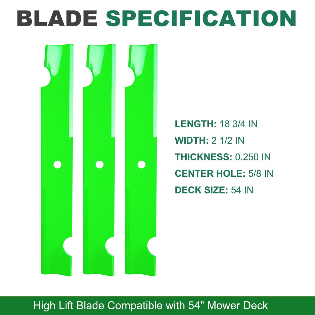 JSXDNWYJ high lift mower blades side view showing sturdy build