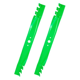 JSXDNWYJ mulching blades on a 46in deck, front view, optimized cut quality