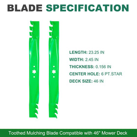 JSXDNWYJ mulching blades on a 46in deck, side view, ready for installation