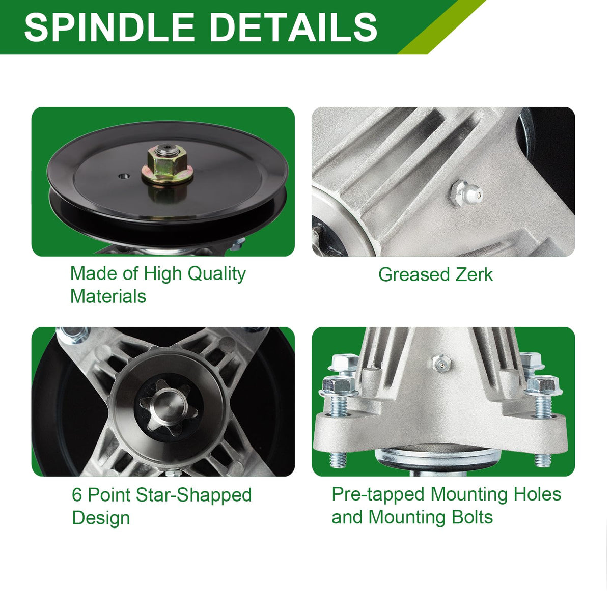 JSXDNWYJ spindle assembly on 46-inch mower deck, robust build