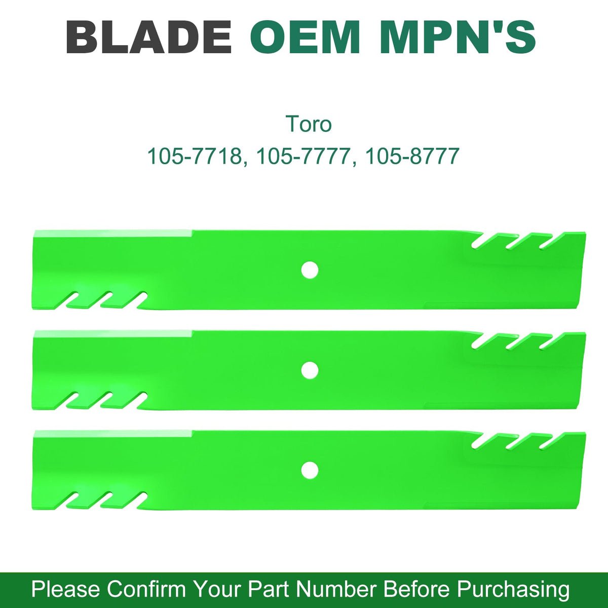 Titan HD 1500 compatible JSXDNWYJ mulching blades in close view