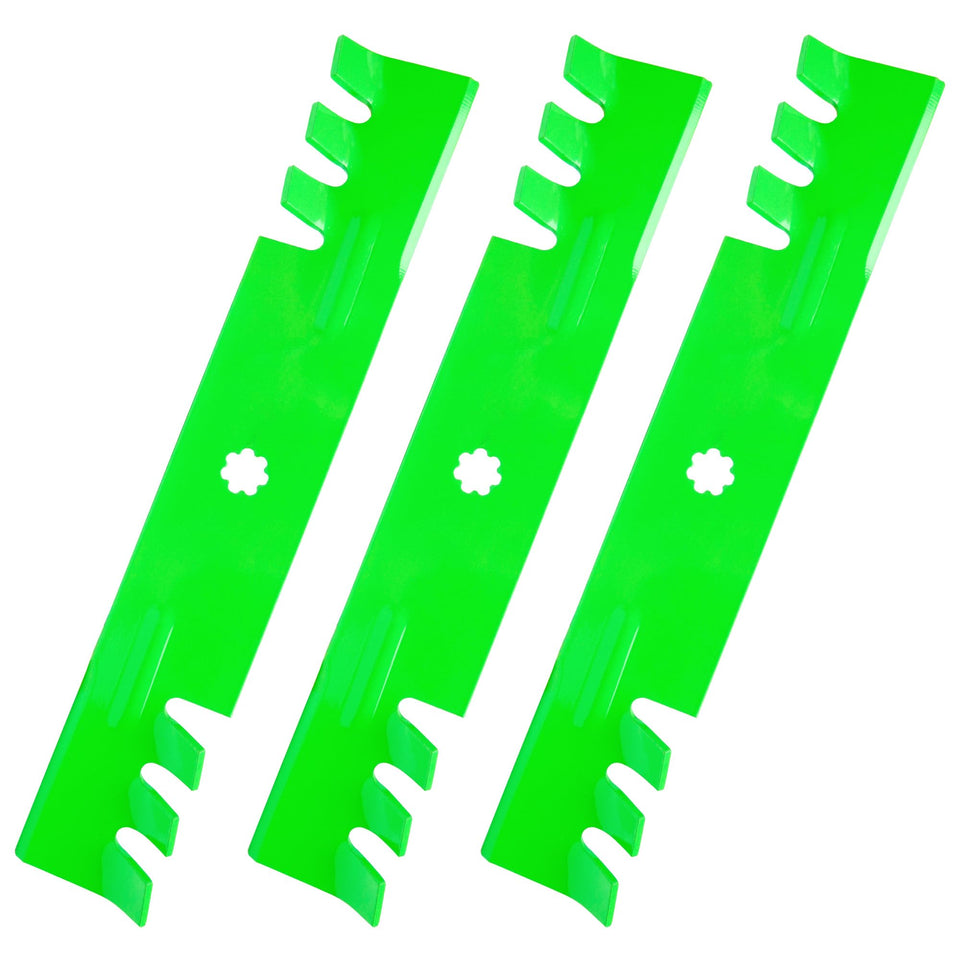 JSXDNWYJ toothed mulching blade close-up for precise 48-inch deck cuts