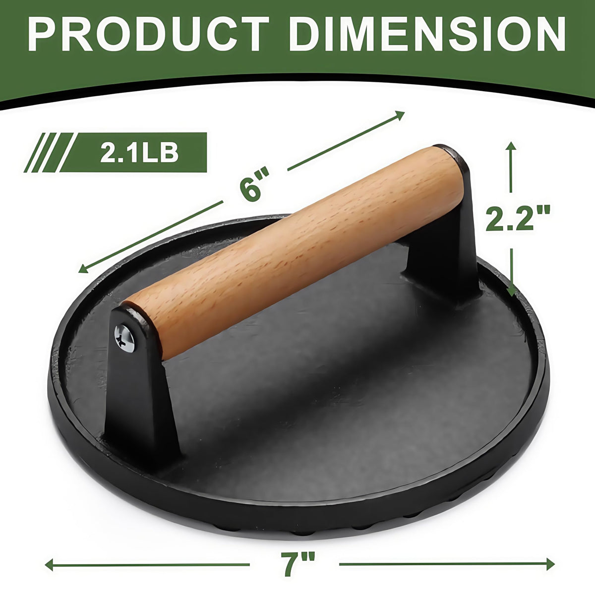 JSY Sun grill press wooden handle shows cool-touch safe grip.