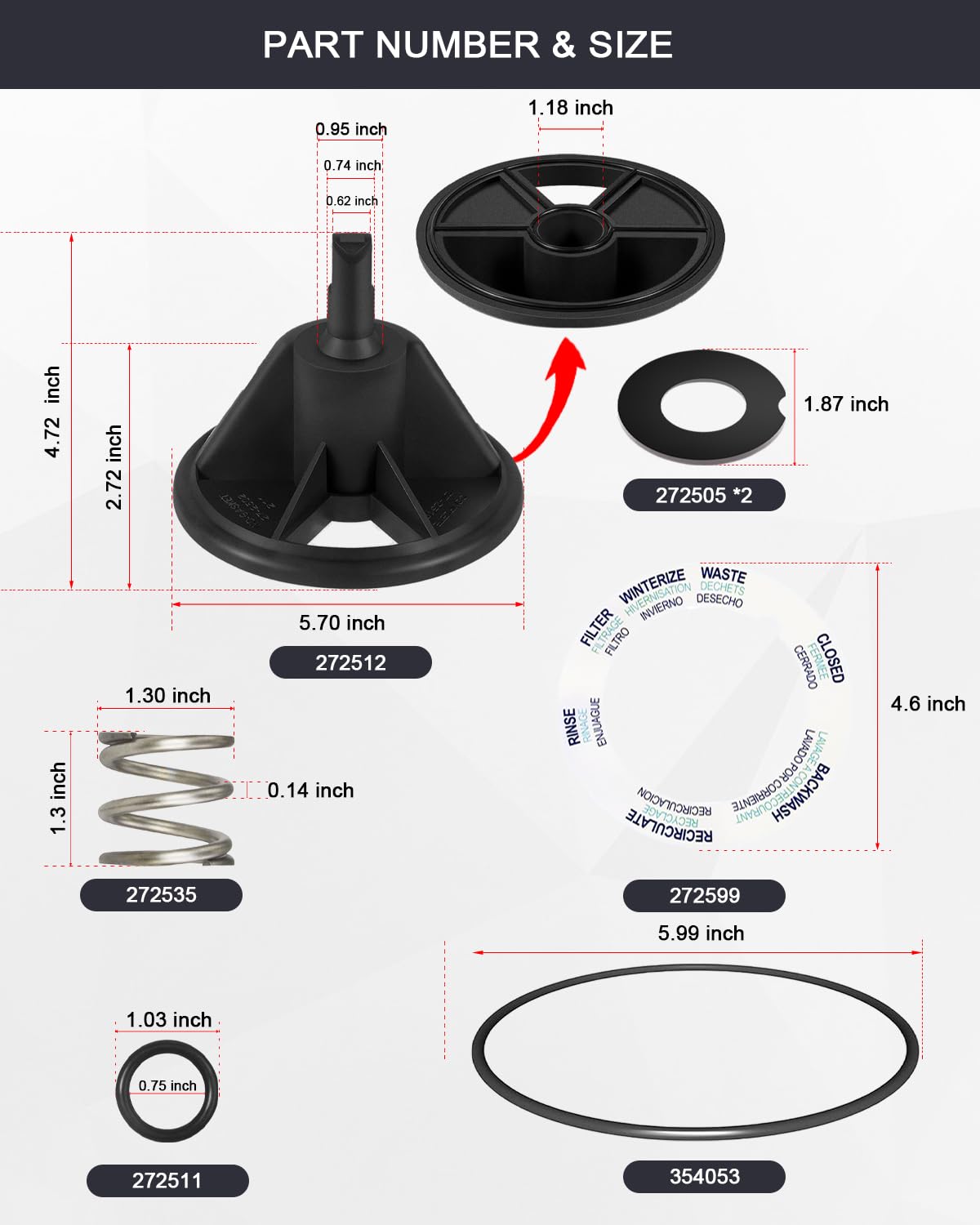 JSYFCFC diverter gasket kit spring detail emphasizes durable performance under pressure.