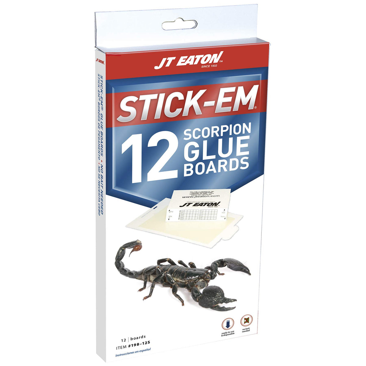 JT Eaton Stick-Em 198-12S trap on wall captures pests safely