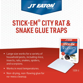 JT Eaton Stick-Em City glue trap closeup shows strong adhesive for reliable capture.