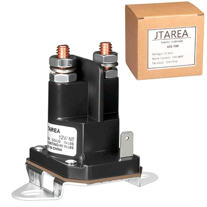 JTAREA 435-700 starter solenoid front view with 3-terminal design for reliable starting performance.