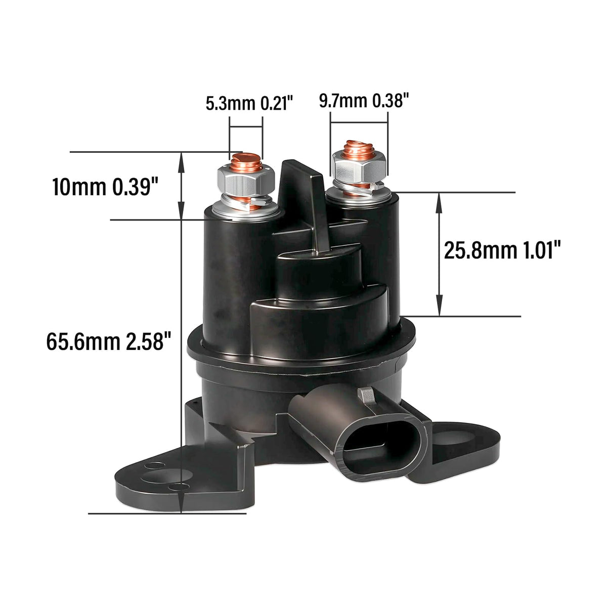 JTAREA 278001802 starter solenoid back view, designed for consistent performance under heat.