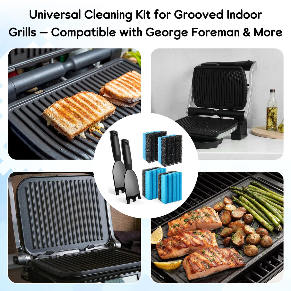 JTJEI cleaning kit works with George Foreman and other grooved grills.