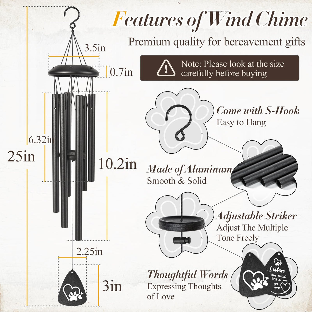 Jubilora dog memorial wind chime as garden decoration and keepsake outdoors