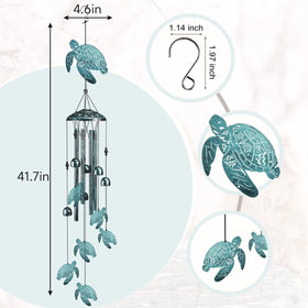 Jubilora Sea Turtle Wind Chimes aluminum tubes produce clear, deep outdoor melodies.
