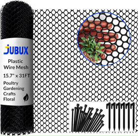 JUBUX plastic wire mesh fence 31ft roll offers extended outdoor coverage with fewer seams.
