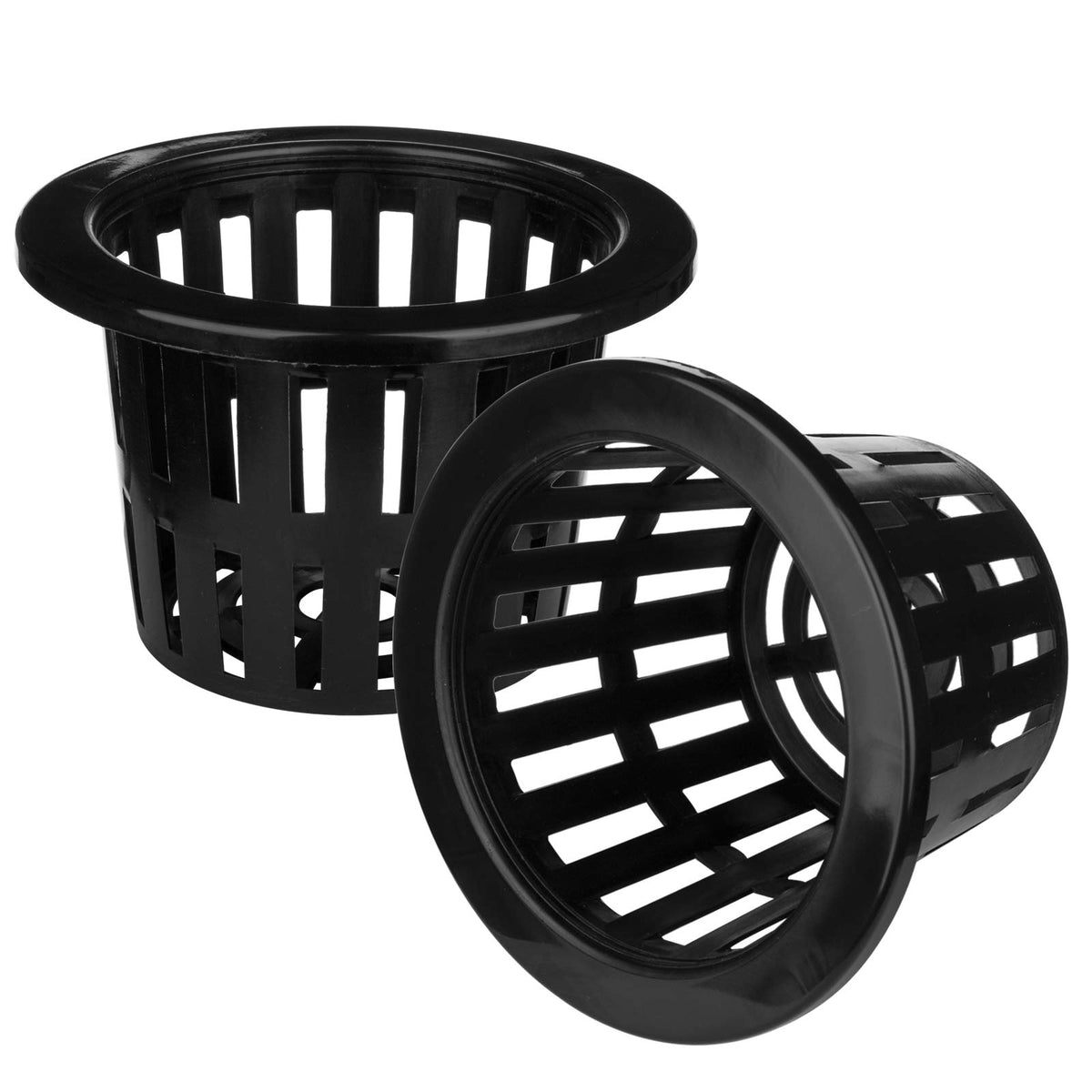 Jucoan net pot side profile shows slotted design and lightweight plastic.