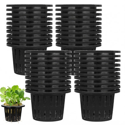 Jucoan 4-inch net pot top view highlights drainage and root exposure.