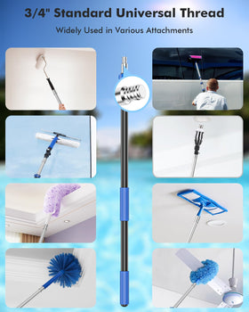 Juecity pool pole extends from 5 to 24 feet for varied pool sizes.