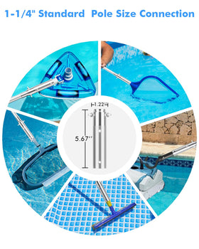Juecity pool pole anti-slip foam grip reduces hand fatigue during cleaning.