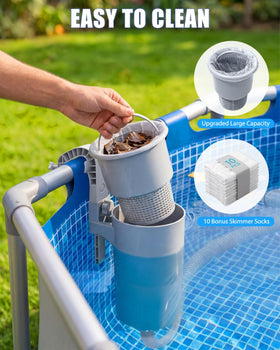 Juecity Pool Skimmer installation guide shows adjustment steps.